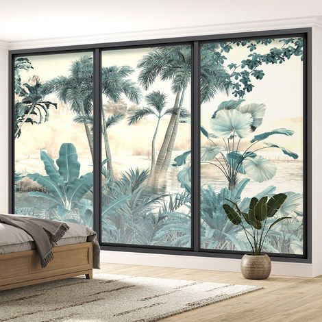 Papier peint panoramique Trompe l'oeil baie vitrée - Jungle - 260 cm x 156 cm (1/5)