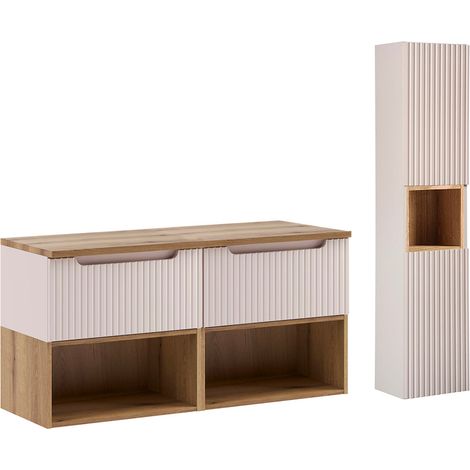 Doppelwaschtisch und Hängesäule 120.4cm Riva mit 2 Schubladen, Kaschmir (1/5)