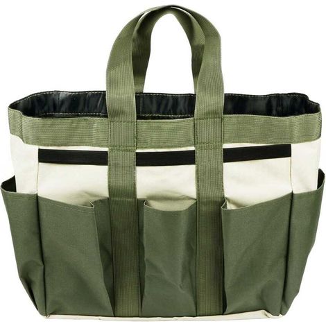 Borsa organizer per attrezzi da giardinaggio, 8 tasche, cinghie elastiche, maniglia robusta, tessuto Oxford resistente, per organizzare gli attrezzi da giardinaggio e renderli facilmente accessibili, (1/5)