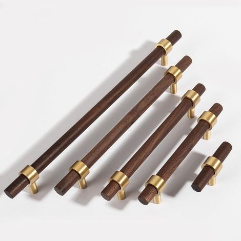 Lot de 2 poignées de meuble en bois - Trou unique - Poignées pour armoires de cuisine - Poignées en bois pour armoires de cuisine (0MM) (1/5)