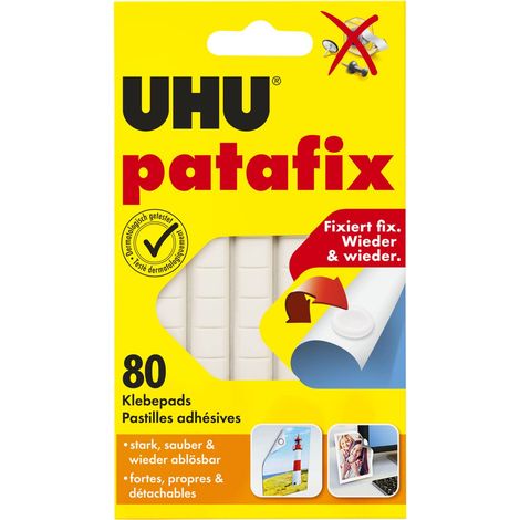 UHU 1648810 - Quadratini in pasta adesiva Patafix, 80 pezzi, colore: bianco (1/4)