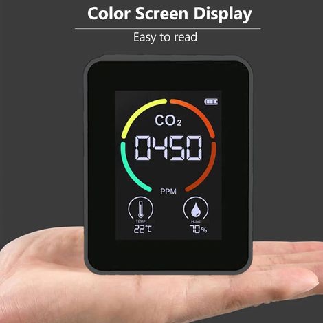 Détecteur de dioxyde de carbone 3 en 1, moniteur de qualité de l'air, analyseur de température et d'humidité, compteur de CO2 numérique pour la maison et le bureau (1/4)