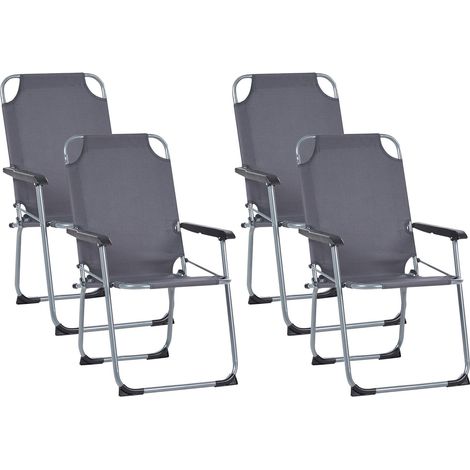 Gartenstuhl 4er Set GALATSI klappbar Metall Grau