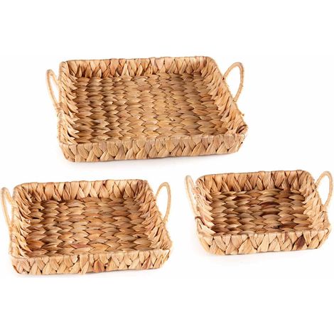 Set 3 Cestini Giacinto Intrecciato con Manici per Pane e Frutta (1/4)