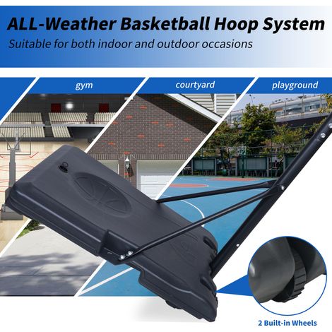 Canestro da basket mobile regolabile 170-213 cm nero rosso interno esterno FloraGrace (1/5)