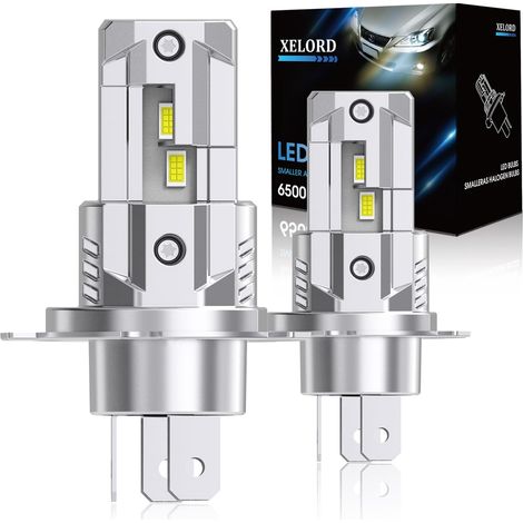 H4 Ampoules LED 55W 14000LM Blanc Froid 6500K, Lot de 2  Pour phares automobiles, Plug and Play, Éclairage puissant, Faisceau précis, Dissipation thermique efficace (1/5)
