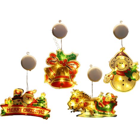 guirnalda de luces LED con ventosas, decoración navideña para ventanas, diseños festivos, para interiores (1/5)