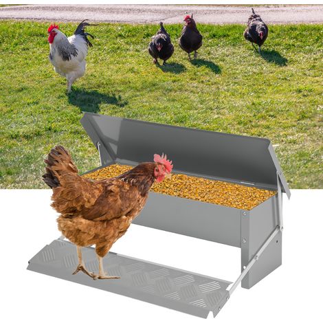 Jiubiaz Comedero automatico 5 kg para gallinas y patos, pedal ancho con guantes y pala (1/5)