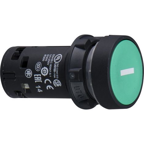 Pulsador HARMONY XB7 verde rasante 22 mm diámetro montaje IP65 panel frontal 1 NA