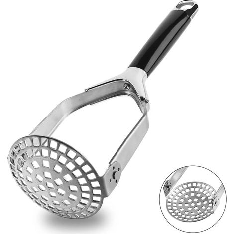 Plier le broyeur de pommes de terre argent noir 18.5cm acier inoxydable (1/5)