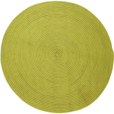 TAM TAM - Tapis en coton réversible effet cordage vert anis diam.120 (1/4)