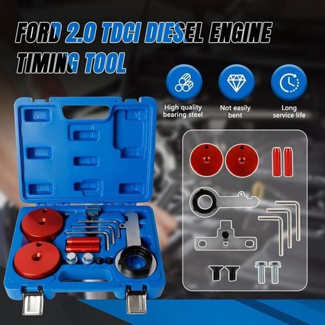 Outil Réglage Moteur compatible avec Ford 2.0 TDCi, Outils Calage Moteur compatible avec Ford Transit EcoBlue, Outil de Calage de l'arbre à Cames Diesel avec Volant Moteur et Vilebrequin Align (1/5)