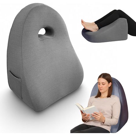 Coussin de Lecture - Dossier de Lecture pour lit et canapé - Mousse orthopédique à mémoire de Forme - Design Triangulaire Ergonomique - Position Naturelle - Soutien Dos et lombaires Gris (1/5)