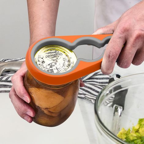 Ouvre-boîtes en caoutchouc à prise ferme, pour une ouverture facile des couvercles et bouchons récalcitrants, accessoire de cuisine pratique, orange (1/5)
