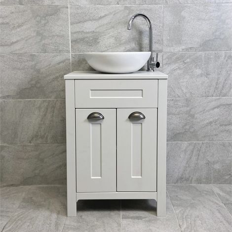 Bathroom Vanity Unit with Worktop Basin and Tap Light Grey Chichester