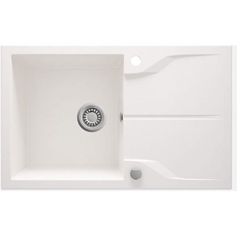 Lavello cucina in granito ad incasso con 1 vasca e gocciolatoio 78x49 cm alabastro - Nexyo Flush