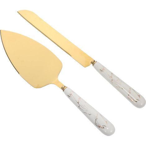 Set de 2 Pièces Pelle à Pizza et Spatule à Gâteau en Acier Inoxydable et Céramique Poignée Ergonomique Antidérapante Cuisine et Pâtisserie (1/5)