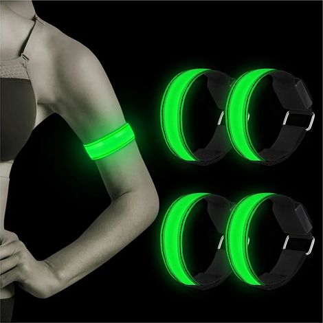 LED Armband Aufladbar, 4 Stück Leuchtband mit USB, Reflektoren Kinder Leuchtarmband, Lauflicht für Laufen Joggen Hundewandern Running Outdoor Sports Fahrradzubehör (1/5)