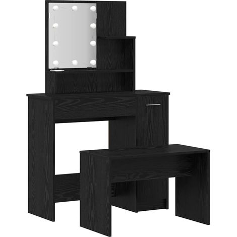 Ensemble de Coiffeuse,Table de maquillage avec tiroir Chêne noir 86.5 x 35 x 136 cm CFW445938 (1/5)