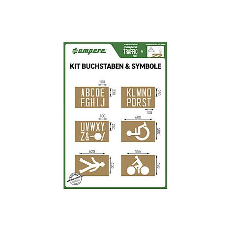 Ampere  Set di dime per segnaletica  lettere e simboli  6 dime (1/2)