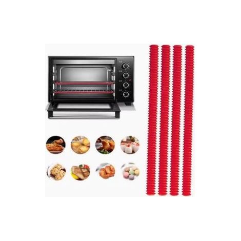 Protections pour grilles de four - Lot de 4 protections en silicone résistant à la chaleur pour éviter les brûlures et les cicatrices, accessoires et ustensiles de cuisine, 35,5 cm de long (rouge) (1/5)
