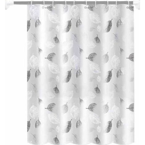 Rideau de douche de salle de bain épais, imperméable et anti-moisissure, 180 x 220 cm, lavable, motif feuilles fraîches, livré avec crochets.