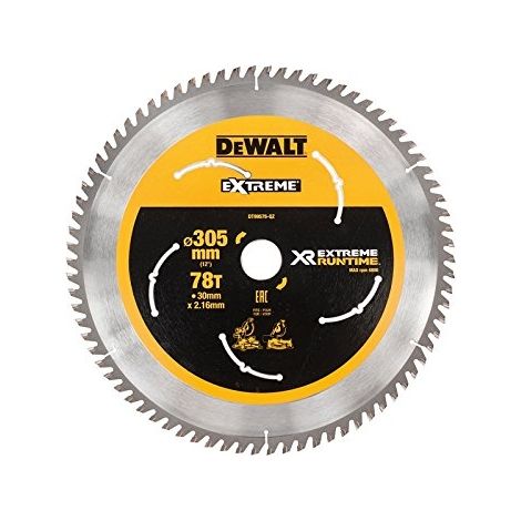 Dewalt – Lame de scie circulaire 305 mm – 78 dents pour bois dur – Couper fin sans éclat – Pour scies à onglets AKU (1/6)