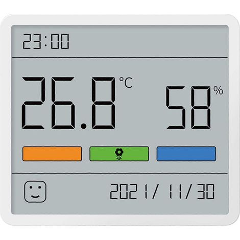 ATuMan TH1 Hygrometer für den Innenbereich mit LCD-Anzeige, Temperatur- und Feuchtigkeitsüberwachung, Uhr und tragbarem Thermometer (1/4)