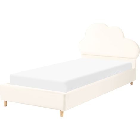 Kids Bed Cloud Velvet BELLEVUE 90 x 200 cm (EU Single) Light Beige