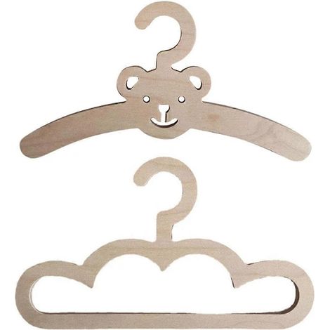 Lot de 10 cintres muraux nordiques en bois, motif ours et nuages. (1/5)