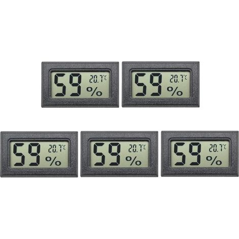 5 Stück Mini-Digitalthermometer-Hygrometer für den Innenbereich, Hygrometer, Temperatur und Luftfeuchtigkeit mit Gradangaben für Keller, Gärten, Untergeschosse, Schränke, Kühlschränke usw. (1/5)