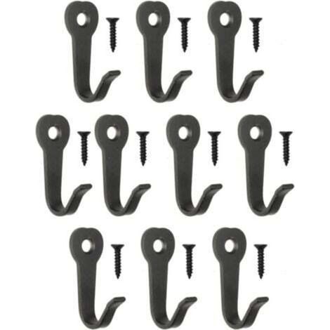 40 x 22 mm - Black - Set of 10 Classic Iron Hooks - Metal Hooks - Picture Hooks - Vintage Country House Retro (1/4)
