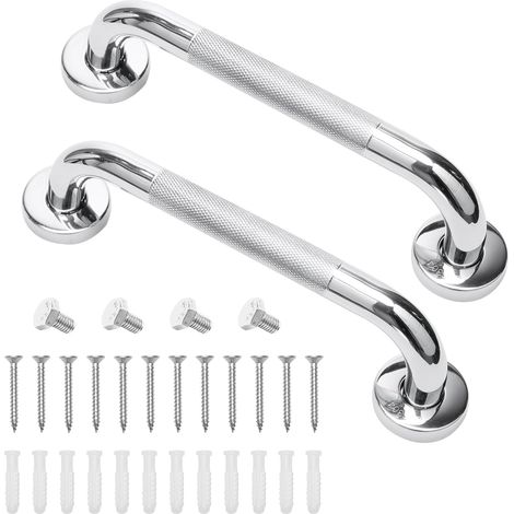 Rampes de salle de bain en acier inoxydable 304 avec poignées antidérapantes pour baignoires, toilettes et escaliers (lot de 2), 30 cm