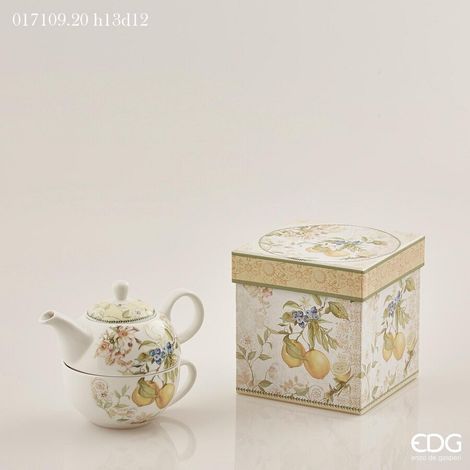 EDG Enzo De Gasperi Set Tea for One Porcellana H 13 Cm D 12 Cm 490 + 320 Ml Confezione Regalo Giallo