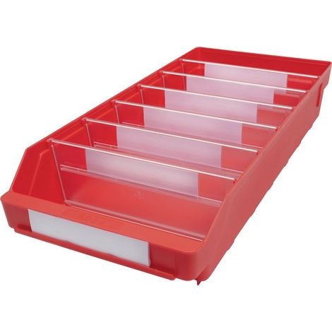 Boîte pour étagère L500xl240xH95mm rouge PP (Par 15)