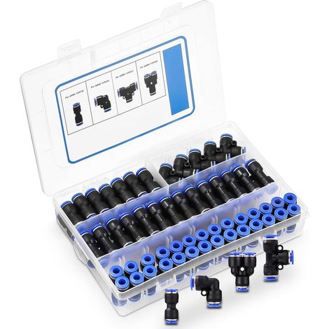Raccord Pneumatique - 60 Pièces - Plastique - Pression 8 Bars - Industrie Auto - 6mm (1/5)
