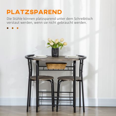 Lot Bistro 3 pièces, 1 table, 2 chaises, 80 x 53 x 74,5 cm, Noir (1/5)