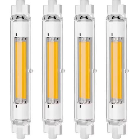 Ampoules R7S led 118mm Dimmable 30w, 2000LM, Blanc Naturel 4000K Ampoules R7S LED COB Double Ended 118mm 30w 220V, Éclairage à Faisceau 360 °, Paquet de 4 [Classe énergétique F] (1/5)