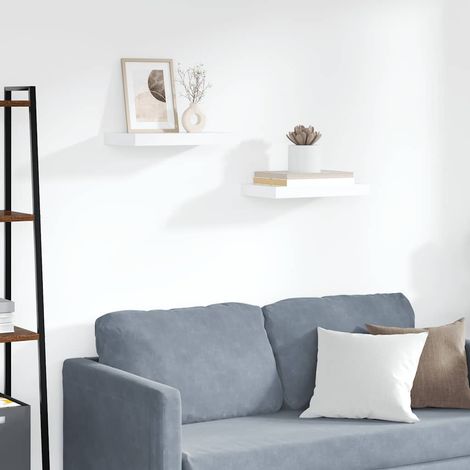 Floating Wall Shelves 2 pcs White 40x23.5x3.8 cm MDF vidaXL