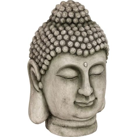 Statue Déco Extérieure "Tête de Bouddha" 60cm Gris (1/2)