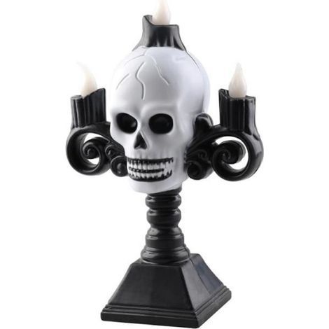 Lampe Crâne - Décoration Halloween avec Bougie LED Intégrée - Pour Bar Escape Game Maison Jardin - 1 Pièce (1/5)
