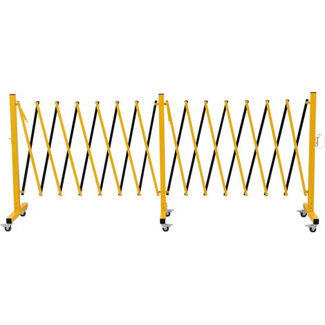Grille industrielle à ciseaux extensible, 7 mètres, barricade métallique, chaîne de barrage facile à monter avec roulettes, grille de barrage mobile pour l'extérieur, barrage jaune et noir (1/5)