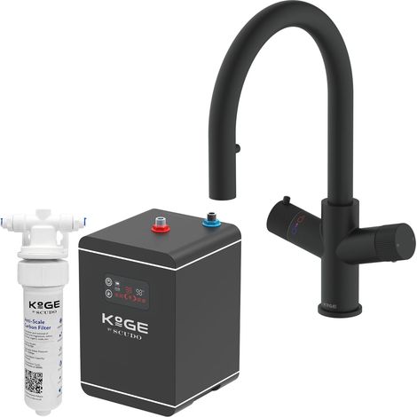 4 in 1 Instant Hot Water Kitchen Tap Swan Spout Matt Black Finish KoGE (1/5)