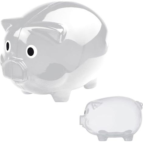 Grande tirelire en plastique transparent, idée cadeau, tirelire, boîte à monnaie, vendue à l'unité ou par lot de deux, 12,5 x 10 x (1/3)