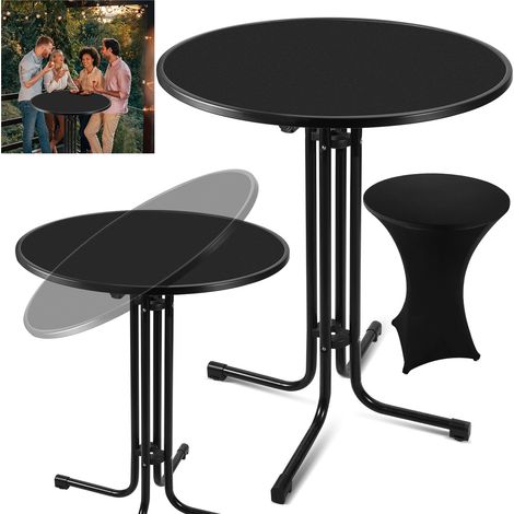 Jopassy Bistro Mangiare Stand Ristorante Tavolo Alto Vassoio Mobile Ø 80cm Nero (1/5)