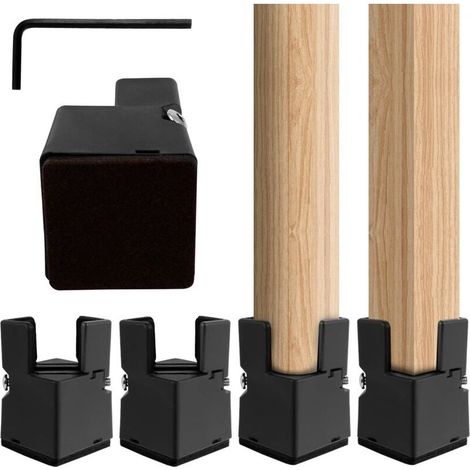 4er-Set Möbelfüße für Bett, Tisch, Stuhl und Sofa (eckig/rund) – Durchmesser: 20–35 mm – Stuhlbeine – mit Schraubklemme – Schwarz – 4 Stück – 5 cm (1/5)