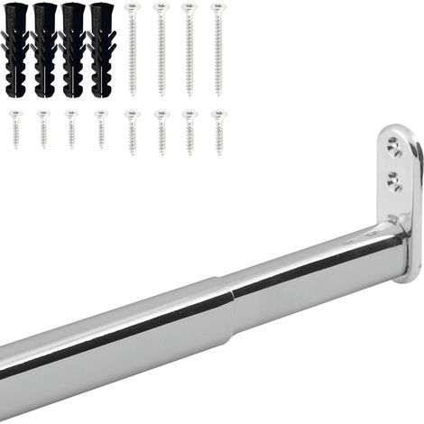 vasalat Kleiderstange ausziehbar 90-110 cm, robust & vielseitig - ausziehbare Kleiderstange, Garderobenstange bis 20kg belastbar - Schrankrohr ausziehbar mit Halterung