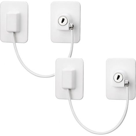 Verrou De Sécurité Pour Fenêtre - Limiteur De Course Avec Câble De Sécurité Auto-Adhésif Pour PVC - Pour Sécurité Enfant Et Aération Contrôlée - 2 Pièces (1/5)
