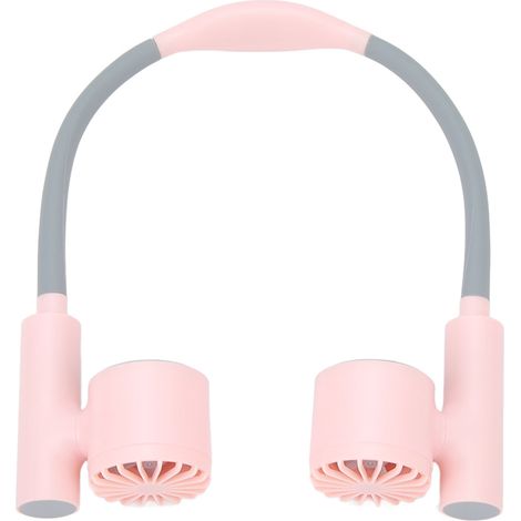Ventilateur de cou sans fil 3 vitesses, rechargeable USB, silencieux, batterie 2400mAh, flexible, rotation 90°, portable à porter autour du cou, rose (1/5)