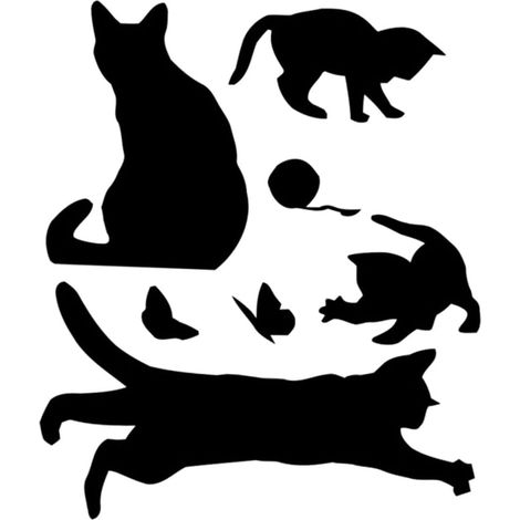 Sticker Mural Chat Pvc Amovible Pour Maison Et Escalier, Décor Chambre Et Salon, Lot De 2 Pièces, Facile à Appliquer Et Retirer, Décoration Intérieure Polyvalente (1/5)